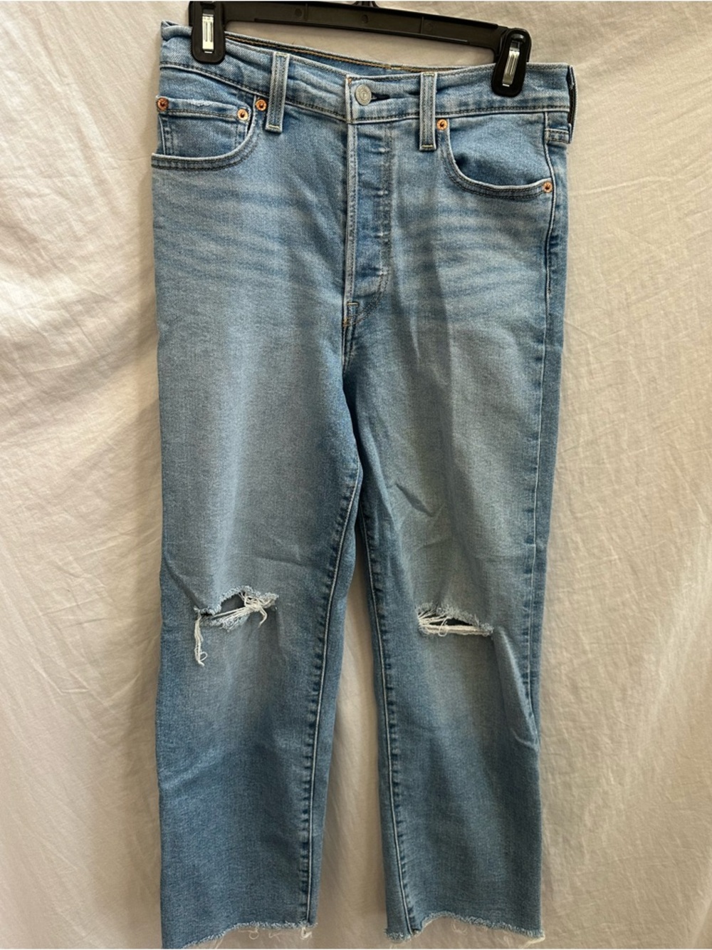 Levi's Light Blue Distressed Ribcage Straight Ankle Jean